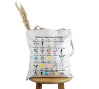 PYOUL Menieres - Bolsa de mano para la concienciación de la enfermedad de Meniere, color amarillo y gris, con lazo para la pérdida auditiva, regalo de guerrero, Meniere's Disease Tote, medium