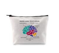 PYOUL Nail Technician Gift Inside A Nail Tech's Brain Makeup Bag Nail Artist Cosmetic Bag Manicurist Thank You Gift, Una bolsa para el cerebro de Nail Tech