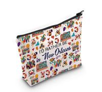 PYOUL New Orleans Lover Gift I'd Rather Be in New Orleans - Bolsa de maquillaje con texto en inglés "Welcome to New Orleans Lover", Bolsa de Nueva Orleans
