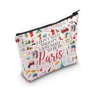 PYOUL Paris France - Bolsa de maquillaje con texto en inglés "I Just Need to in Paris", En bolsa de París