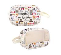 PYOUL Quebec Lover Gift I'd Rather Be in Quebec - Bolsa de maquillaje transparente para recuerdo de Canadá, bolsa de aseo de viaje, merchandising de cultura de Quebec, Be in Quebec Mb