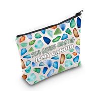 PYOUL Sea Glass Seeker Gift Sea Glass Hunting is My Cardio - Bolsa de maquillaje de cristal de mar, bolsa de cosméticos, regalo para amantes de los cristales de mar, My Cardio Bag