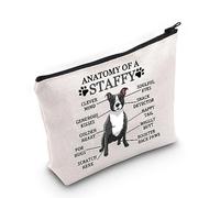 PYOUL Staffordshire Bull Terrier Lover Gift Anatomía of A Staffy Bolsa de maquillaje Staffy Dueño Bolsa de cosméticos Staffie Mama Regalo Amante de los Perros Perro Mamá Regalo, Anatomía de un Staffy