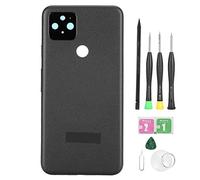 Pyralxwight Tapa trasera de repuesto para batería del Pixel 5, carcasa trasera del teléfono con estructura de ABS y metal, puerta de la batería de ajuste preciso en color negro y verde, (Negra)