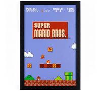 Pyramid America Póster de Super Mario - Marco de póster de nivel 1-1 de Mario Bros - Impresión de marco de 11 x 17 pulgadas - Decoración de sala de videojuegos, habitación oficina y jugadores