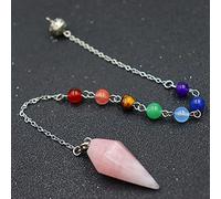 Pyramid Hexagonal Pendulum Chakra Chain Pendant Men Women Point Gem Stone Jewelry Amulet Chakra Pendulo-Rose Quartz Chakra