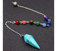 Pyramid Hexagonal Pendulum Chakra Chain Pendant Men Women Point Gem Stone Jewelry Amulet Chakra Pendulo-Turquoise Chakra