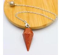 Pyramid Hexagonal Pendulum Chakra Chain Pendant Men Women Point Gem Stone Jewelry Amulet Chakra Pendulo-Brown Sand