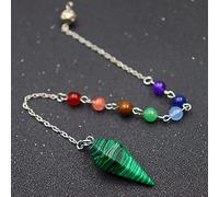 Pyramid Hexagonal Pendulum Chakra Chain Pendant Men Women Point Gem Stone Jewelry Amulet Chakra Pendulo-Malachite Chakra