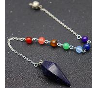 Pyramid Hexagonal Pendulum Chakra Chain Pendant Men Women Point Gem Stone Jewelry Amulet Chakra Pendulo-Blue Sand Chakra