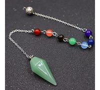 Pyramid Hexagonal Pendulum Chakra Chain Pendant Men Women Point Gem Stone Jewelry Amulet Chakra Pendulo-Aventurine Chakra