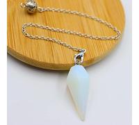 Pyramid Hexagonal Pendulum Chakra Chain Pendant Men Women Point Gem Stone Jewelry Amulet Chakra Pendulo-Opal