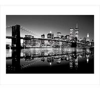 Pyramid International B and W Brooklyn Bridge Art Print, Papel, Multicolor, 40 x 50 x 1,3 cm