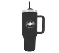 Pyramid International Batman Bat Emblem - Vaso de 1200 ml con popote y tapa, aislamiento al vacío avanzado de doble pared, garantiza frío hasta 11 horas, caliente hasta 7 horas, sin BPA