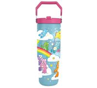 Pyramid International Care Bears - Jarra de 850 ml con popote y tapa, cuerpo de acero inoxidable de doble pared, mantiene tu bebida fresca, tapa de rosca con popote de polietileno, sin BPA, talla
