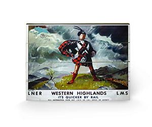 Pyramid International Estampado de Madera Western Highlands 3, Multicolor, 40 x 59 x 1.3 cm