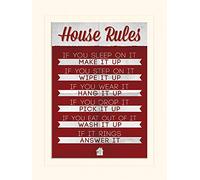Pyramid International House Rules-Mounted impresión Memorabilia 30 x 40 cm, Papel, Multicolor, 30 x 40 x 1,3 cm