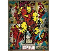 Pyramid International Iron Man Retro Marvel Comics - Mini póster (plástico/cristal, 40 x 50 x 1,3 cm), multicolor