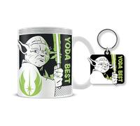 Pyramid International Juego de regalo de Yoda de Star Wars (Yoda Best Design), taza de 315 ml, posavasos, llavero, taza de café de cerámica, producto oficial