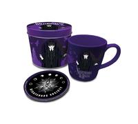 Pyramid International - Juego tazas cerámica Wednesday 330ml, caja metal/posavasos -Licencia oficial