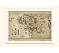 Pyramid International - Lámina enmarcada, diseño del Hobbit (Mapa de Tierra Media) - de el Hobbit Memorabilia 30 x 40 cm, Papel, Multicolor, 30 x 40 x 1,3 cm