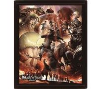 Pyramid International Póster de Attack On Titan (diseño de la temporada 3), arte de pared lenticular 3D y pósteres en marco negro de 25 cm x 20 cm x 1,5 cm - Producto oficial