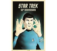 Pyramid International 'Maxi póster de Star Trek con Texto 50TH Anniversary (Lingua Italiana No Estar en español) y Spock Che raffigura 5 y 0, Multicolor