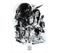 Pyramid International Montage Star Wars - Póster de 40 aniversario, plástico/cristal, multicolor, 61 x 91,5 x 1,3 cm