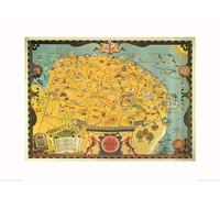 Pyramid International Norfolk Map-Art impresión 60 x 80 cm, Papel, Multicolor, 60 x 80 x 1,3 cm