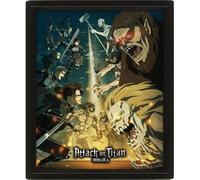 Pyramid International Póster de Attack On Titan (diseño de la temporada 4), arte de pared lenticular 3D y pósteres en marco negro de 25 cm x 20 cm x 1,5 cm - Producto oficial