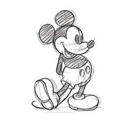 Pyramid International - Póster de Mickey Mouse (Sketched-Single) - Lienzo Decorativo (30 x 40 cm, Madera, Multicolor, 30 x 40 x 1,3 cm