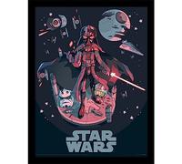 Pyramid International Póster en marco de Star Wars (diseño de ilustración de Darth Vader) arte de pared en marco de 30 x 40 cm, regalos de Star Wars para hombres, mujeres y niños, producto oficial