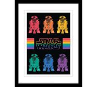 Pyramid International Póster enmarcado de Star Wars Edición Coleccionista (R2D2 Pride Rainbow con borde blanco), marco de 30 x 40 cm, producto oficial