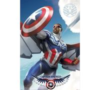 Pyramid International Póster oficial de Marvel (Capitán América volando) | Arte decorativo de pared | Póster de 61 cm x 91,5 cm para dormitorios, dormitorios y fans