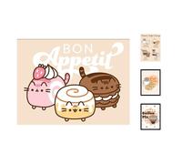 Pyramid International Pusheen (Bon Appetit) - Póster artístico enmarcado (30 x 40 cm), diseño de coleccionistas, tamaño único