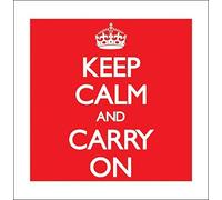 Pyramid International "Red Keep Calm and Carry On Art Print, Multi-Colour, 40 x 40 x 1.3 cm
