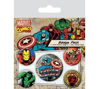 Pyramid international set chapas marvel - chapas capitán america retr