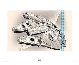 Pyramid International Star Wars Episodio VII (Millennium Falcon lápiz) Art Print 60 x 80 cm, Papel, Multicolor, 60 x 80 x 1,3 cm