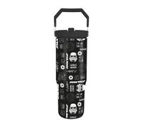 Pyramid International Star Wars (Vader Tech) - Jarra de 850 ml con popote y tapa, cuerpo de acero inoxidable de doble pared, mantiene tu bebida fresca, tapa de rosca con popote de polietileno, sin BPA