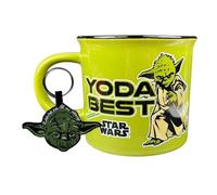 Pyramid International Star Wars Yoda - Juego de taza y llavero en caja de regalo (mejor diseño de Yoda), taza de cerámica estilo fogata de 325 ml y llavero tejido, producto oficial