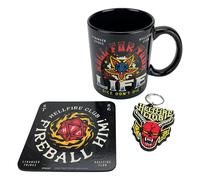 Pyramid International Stranger Things - Juego de regalo con taza, posavasos y llavero en caja de regalo (diseño de Hellfire), taza de cerámica de 325 ml, producto oficial