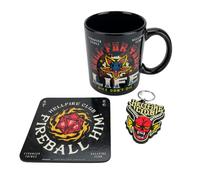 Pyramid International Stranger Things - Juego de regalo con taza, posavasos y llavero en caja de regalo (diseño de Hellfire), taza de cerámica de 325 ml, producto oficial