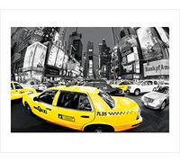 Pyramid International Taxi Rush Hour Times Square Art Print, Papel, Multicolor, 40 x 50 x 1,3 cm