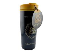 Pyramid International Taza de café de viaje de El Señor de los Anillos (el diseño del anillo) taza de café de viaje aislada de metal de 16 onzas, regalo del Señor de los Anillos para hombres y