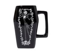 Pyramid International The Nightmare Before Christmas - Taza negra con forma de ataúd, icónica y elegante, 500 ml, talla única