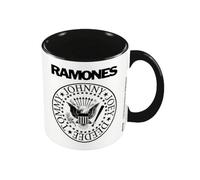 Pyramid International The Ramones - Taza en caja de regalo (logotipo blanco y negro), 325 ml, cerámica blanca, interior negro, mango negro