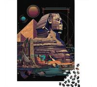 Pyramid Sphinx Egyptian Art Print Puzzles Imposible,desafío para Adultos Juego Educativo 1000 Piezas Obra De Arte De Juego De para Adultos Y Niños 52x38cm/1000pcs