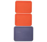 Pyrex (2) 7210 tapas de 3 tazas naranja calabaza y (1) 7211-PC 6 tazas azul juego fabricado en los Estados Unidos