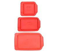 Pyrex 234 tapas de repuesto para almacenamiento de alimentos de 4 cuartos de galón, 233 piezas de 3 cuartos y 222 piezas de 2 cuartos de galón, color rojo, fabricadas en Estados Unidos