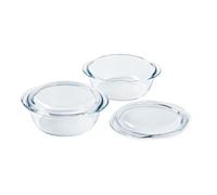 Pyrex 4 In 1 - Juego de 2 ollas de 1 L, cristal de borosilicato - Cocinar horno de vapor - Cocina guisada - Apto para microondas y lavavajillas - Made in France